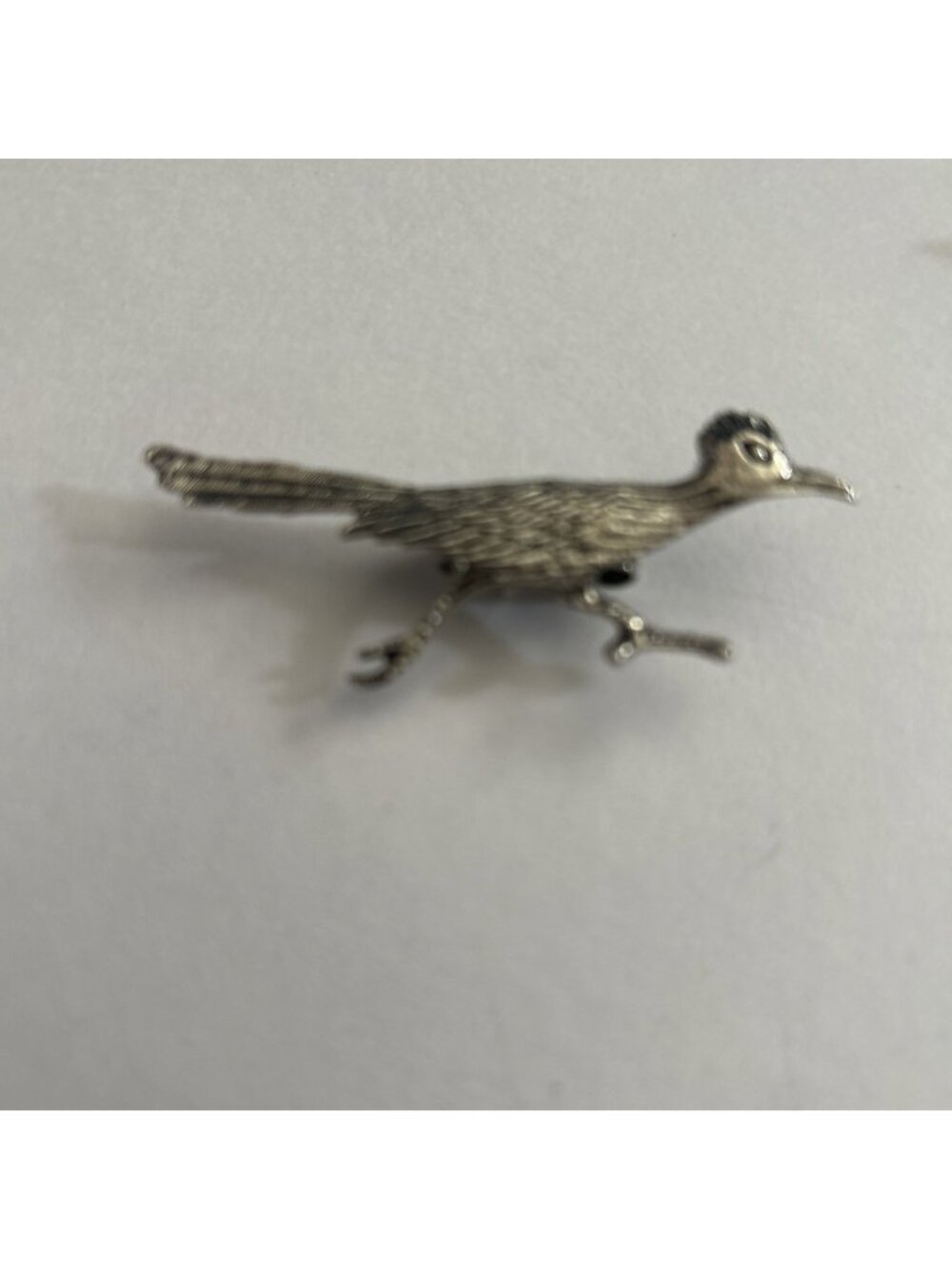 Vintage Rare Road Runner Bird Design Silver Toned Tie Pin 2” New
